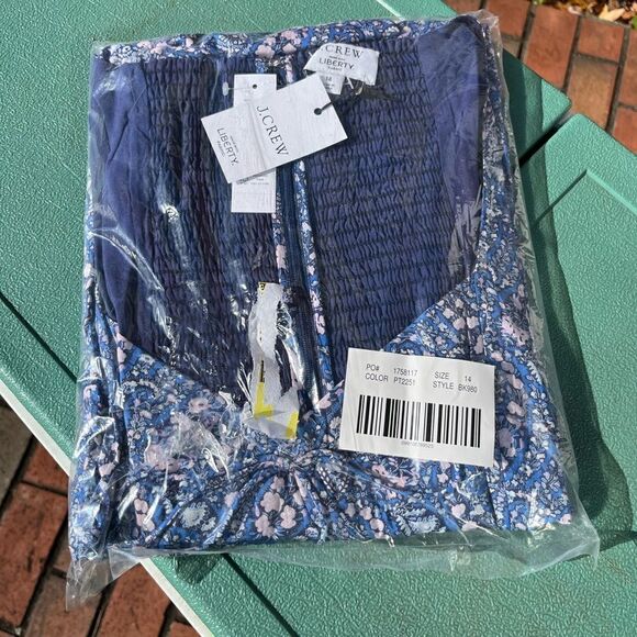 J Crew Liberty Sweetheart Long Sleeve Mini Dress in Bourton Bloom Fabric NWT - Picture 4 of 13